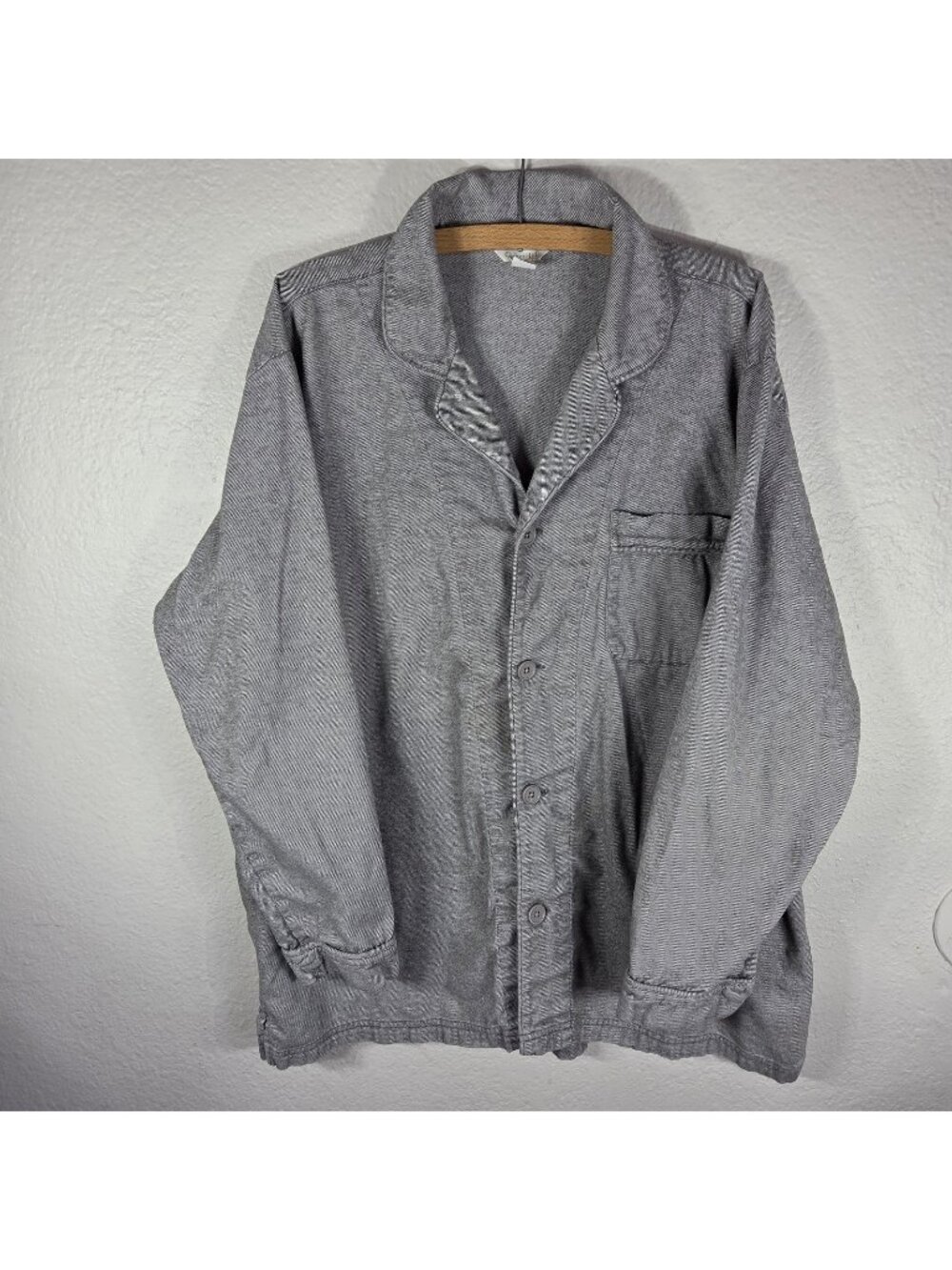 Garnet Hill Cotton Sleeve Button-Up Jacket Size L Mens Gray Collared